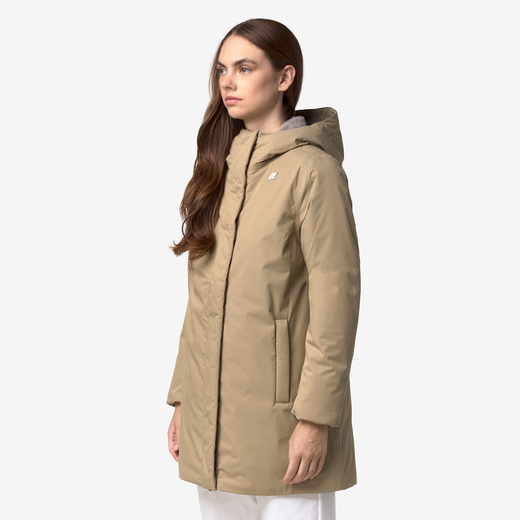k-way-sophie-twill-soft-beaver-veste-3-4-femme-beige-khaki-grey-warm image 2