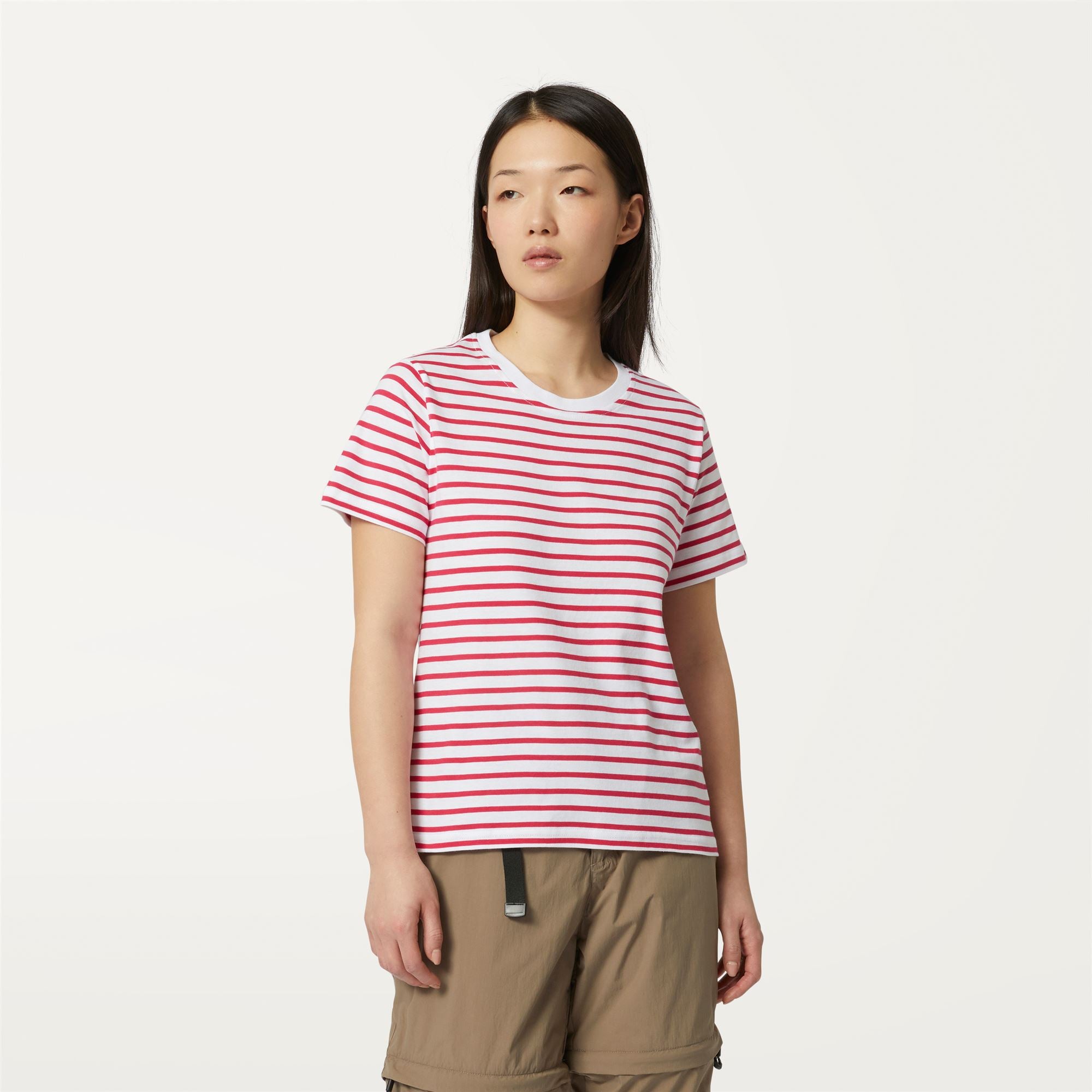 k-way-amalia-stripes-t-shirt-femme-white-red-berry image 1