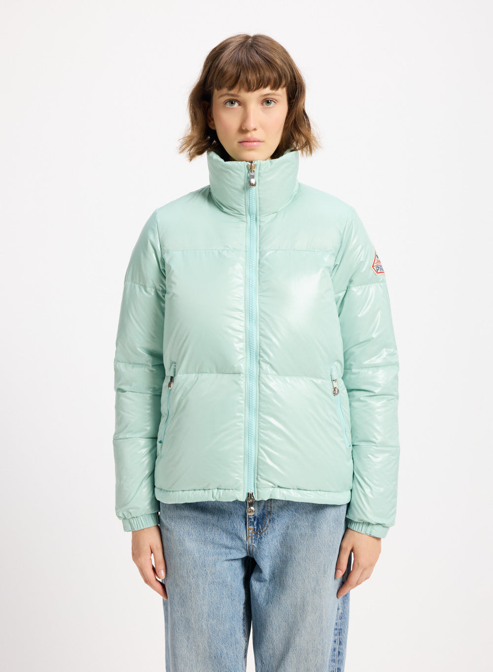 pyrenex-goldin-doudoune-courte-brillante-femme-vert-d-eau image 1