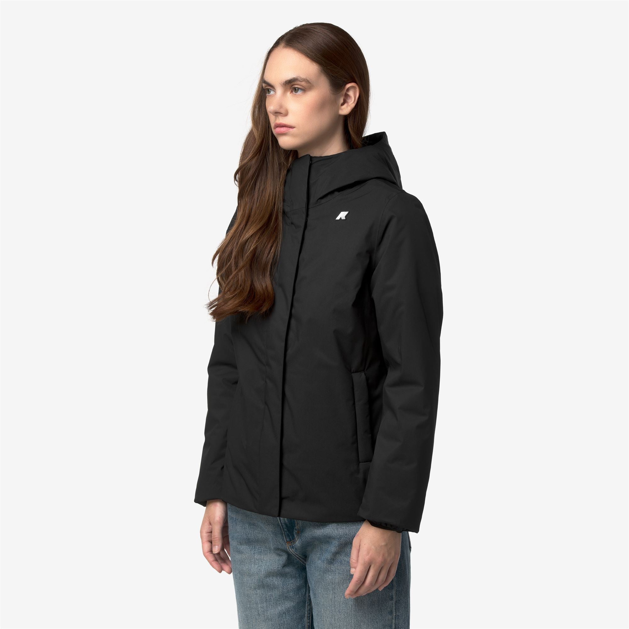 k-way-lil-twill-soft-beaver-veste-court-femme-black-pure-grey-warm image 2