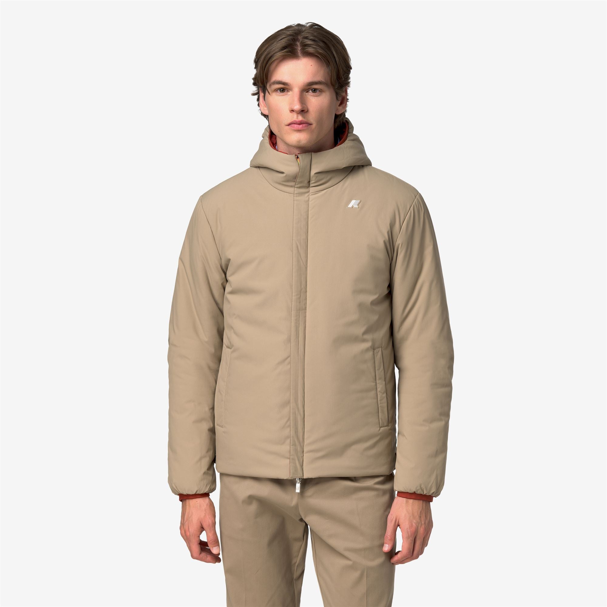 k-way-jack-st-warm-double-veste-courte-r-versible-homme-red-dk-chili-beige-khaki image 7