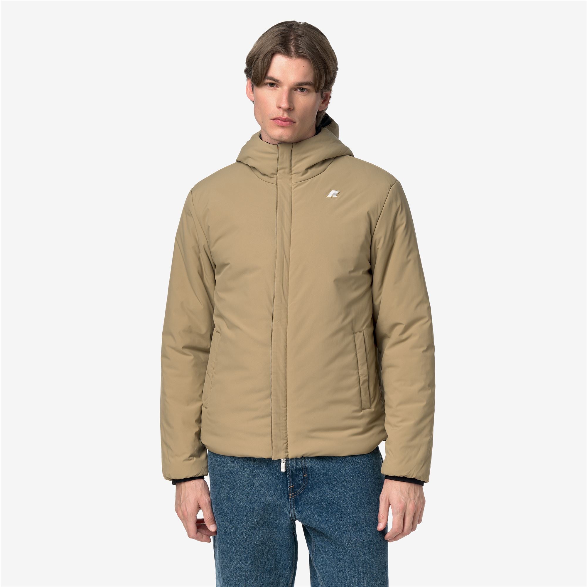 k-way-jack-st-warm-double-veste-court-r-versible-homme-black-pure-beige-khaki image 7