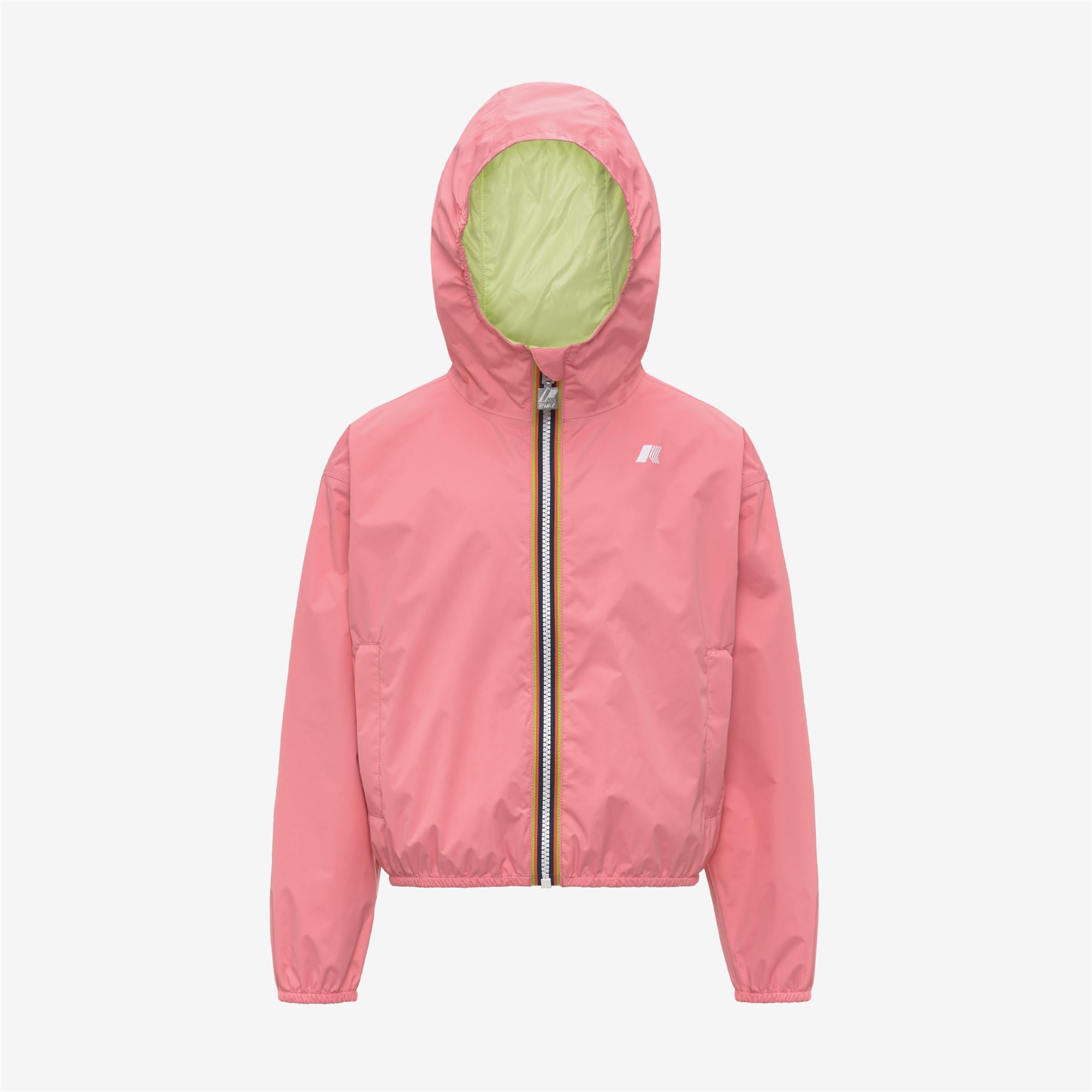 k-way-p-laurette-plus-2-double-veste-courte-fille-pink-geranium-yellow-lime image 5