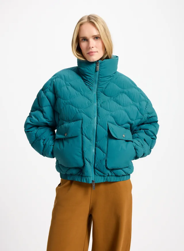 pyrenex-enola-doudoune-courte-bomber-turquoise-duvet image 1