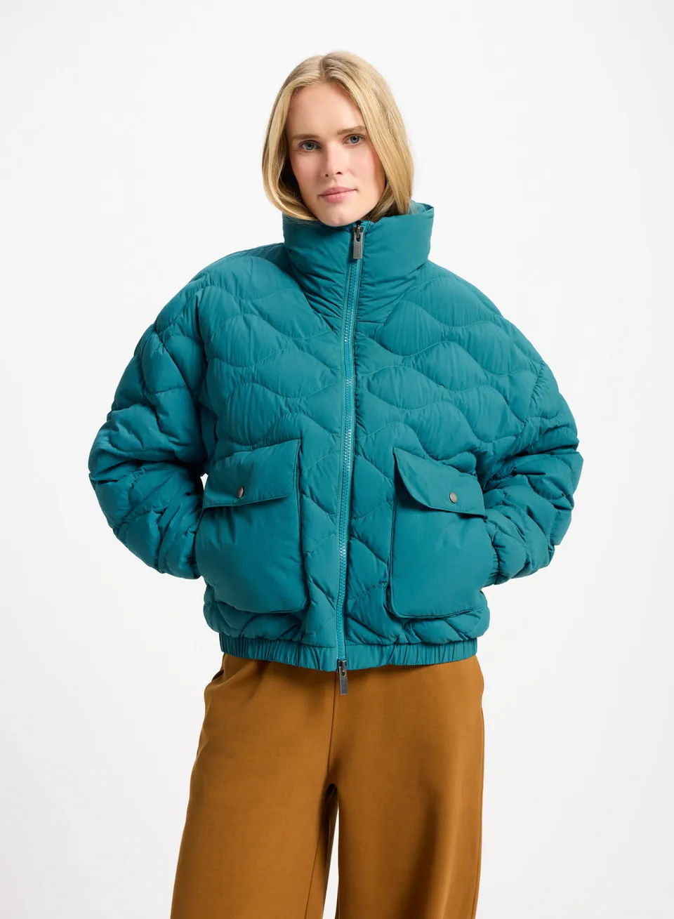 pyrenex-enola-doudoune-courte-bomber-turquoise-duvet image 1