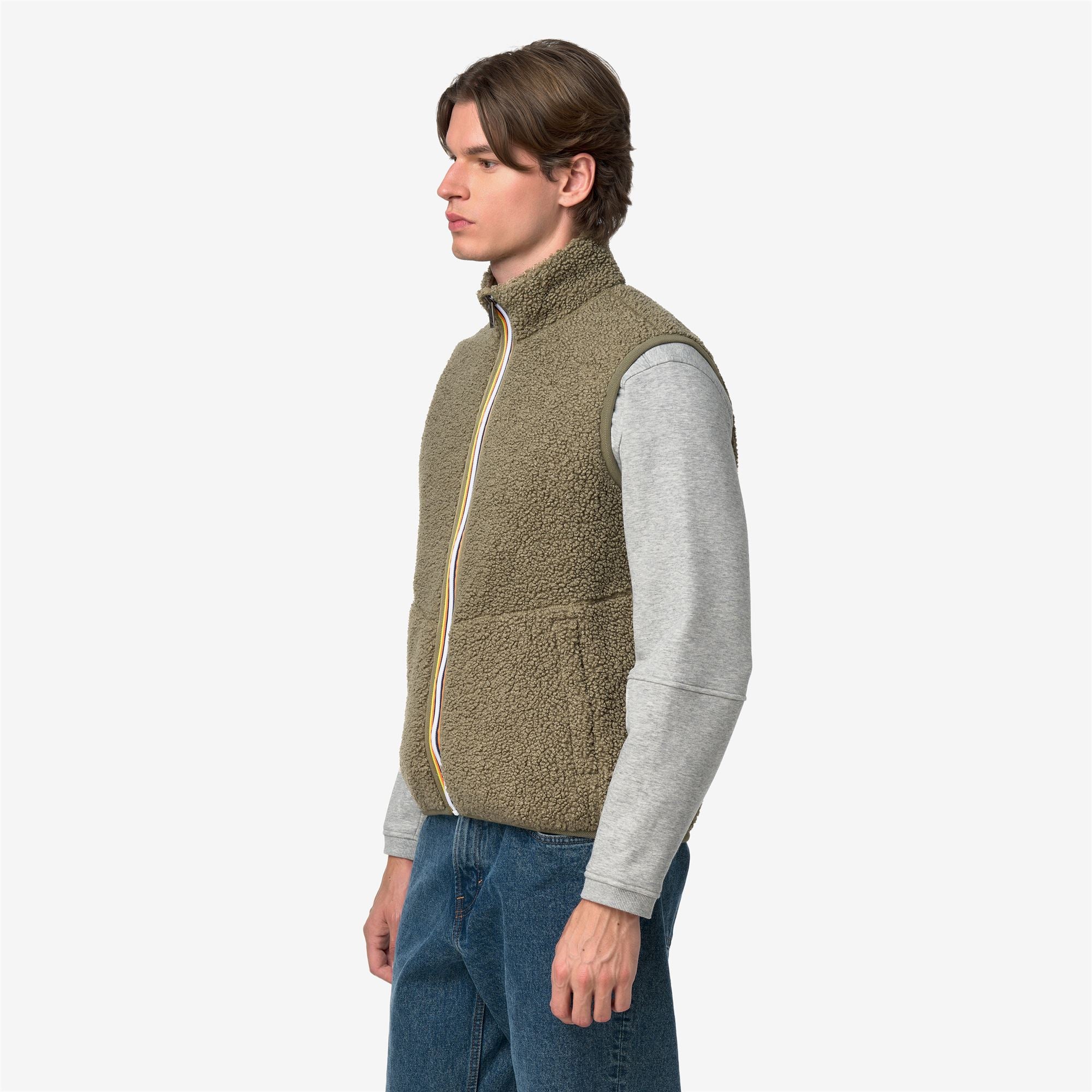 k-way-yannick-sherpa-polar-double-gilet-homme-green-army image 2