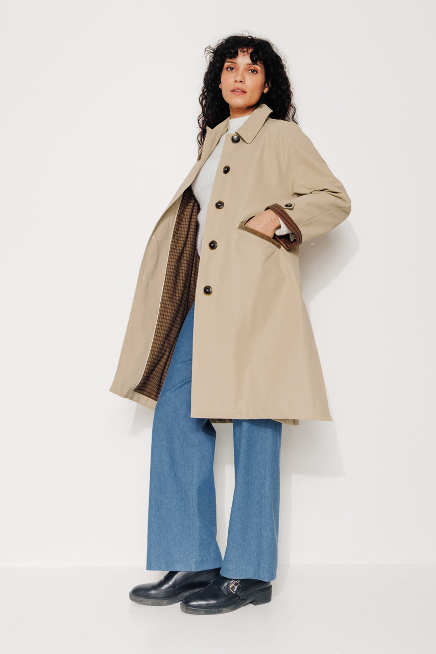 trench-coat-parrotia-imperm-able-mi-long-en-coton-d-perlant-camel image 2