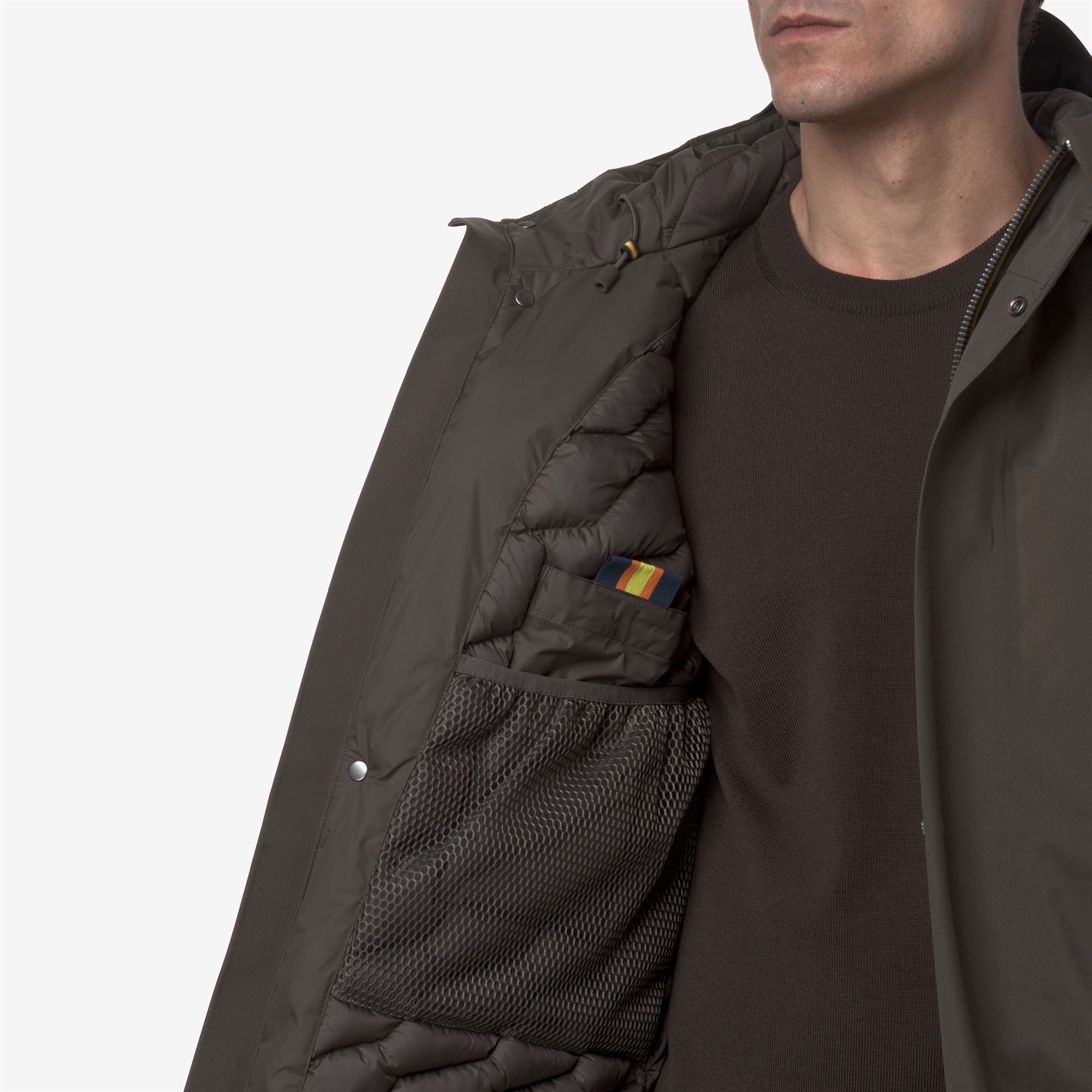 k-way-jacken-bonded-padded-veste-courte-homme-black-olive-combo image 4