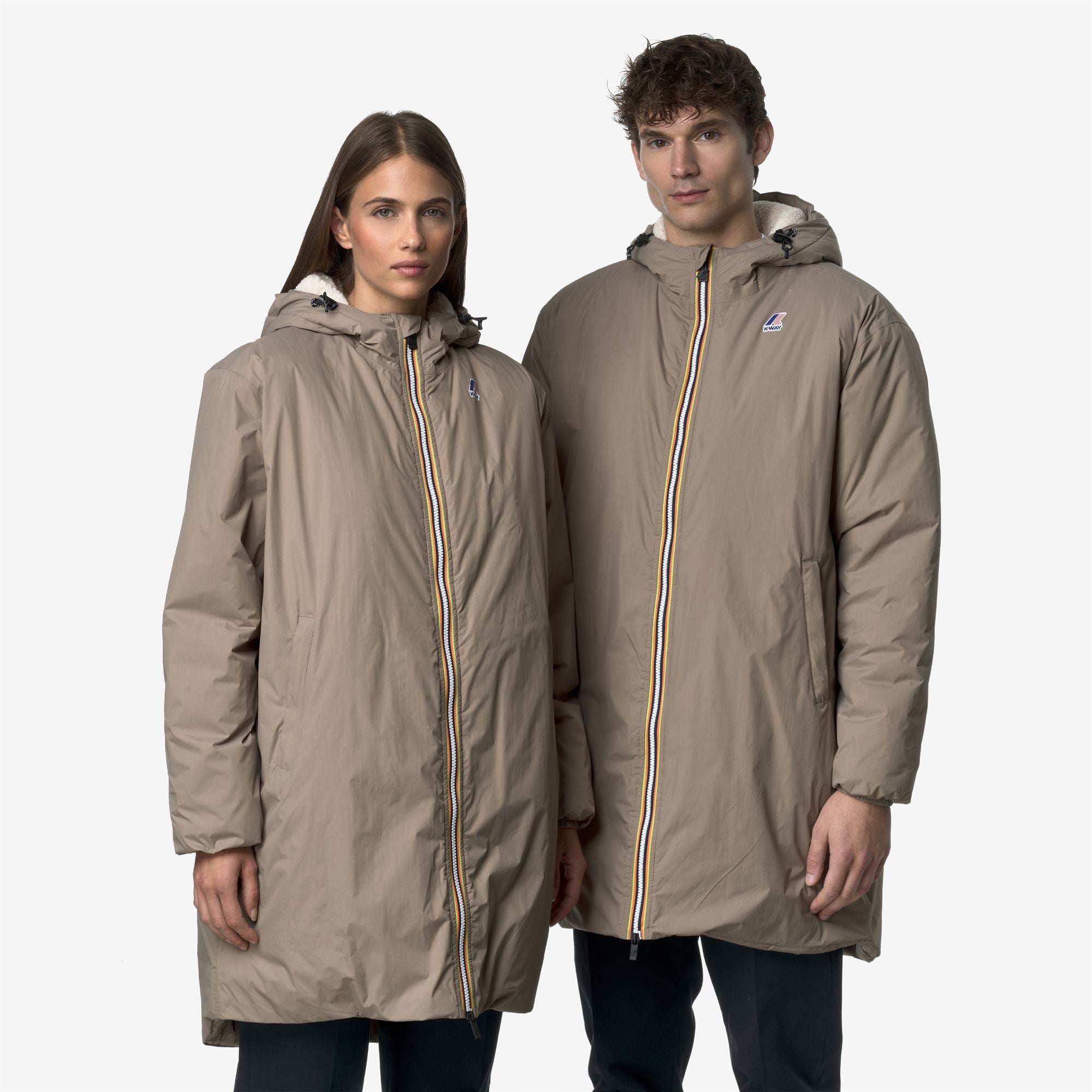 k-way-le-vrai-4-0-eiffel-east-orsetto-imperm-able-3-4-unisexe-beige-taupe image 4