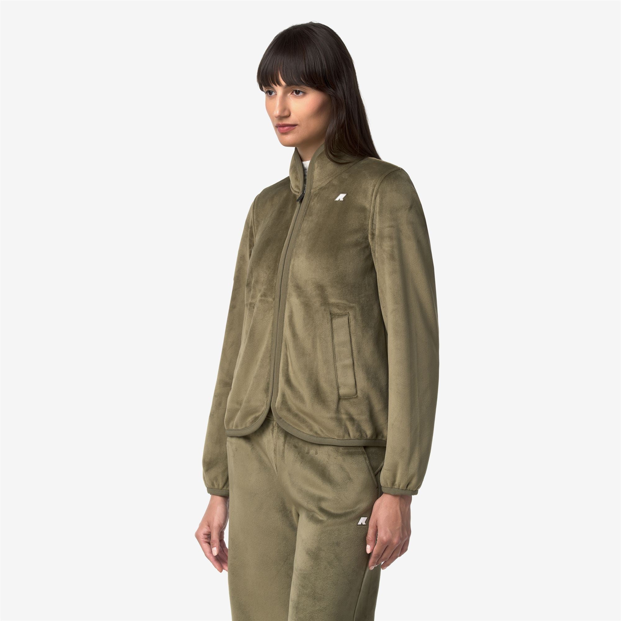 k-way-tuda-velour-polar-veste-polaire-femme-green-army image 2
