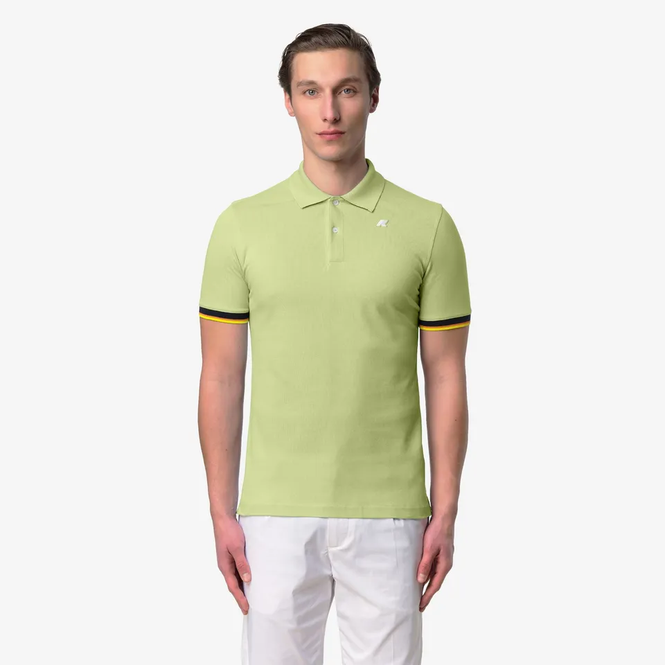 k-way-vincent-pique-slim-polo-homme-green-dk-lime image 1
