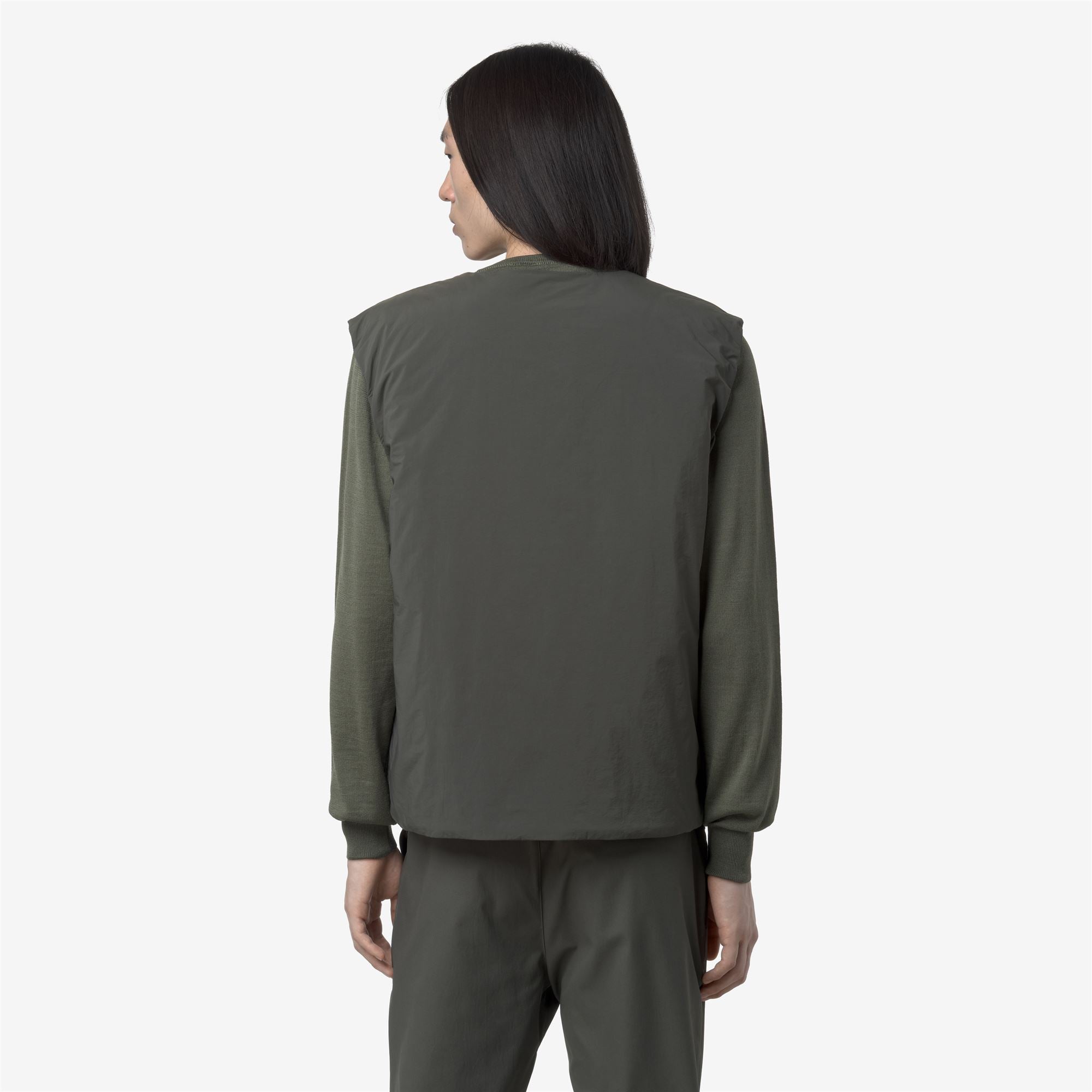 k-way-valty-plain-warm-gilet-homme-green-blackish image 3