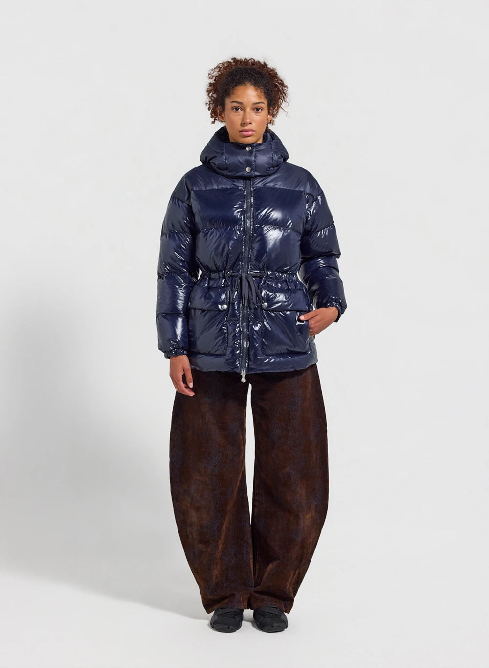 pyrenex-alexa-doudoune-brillante-capuche-femme-bleu-marine image 2