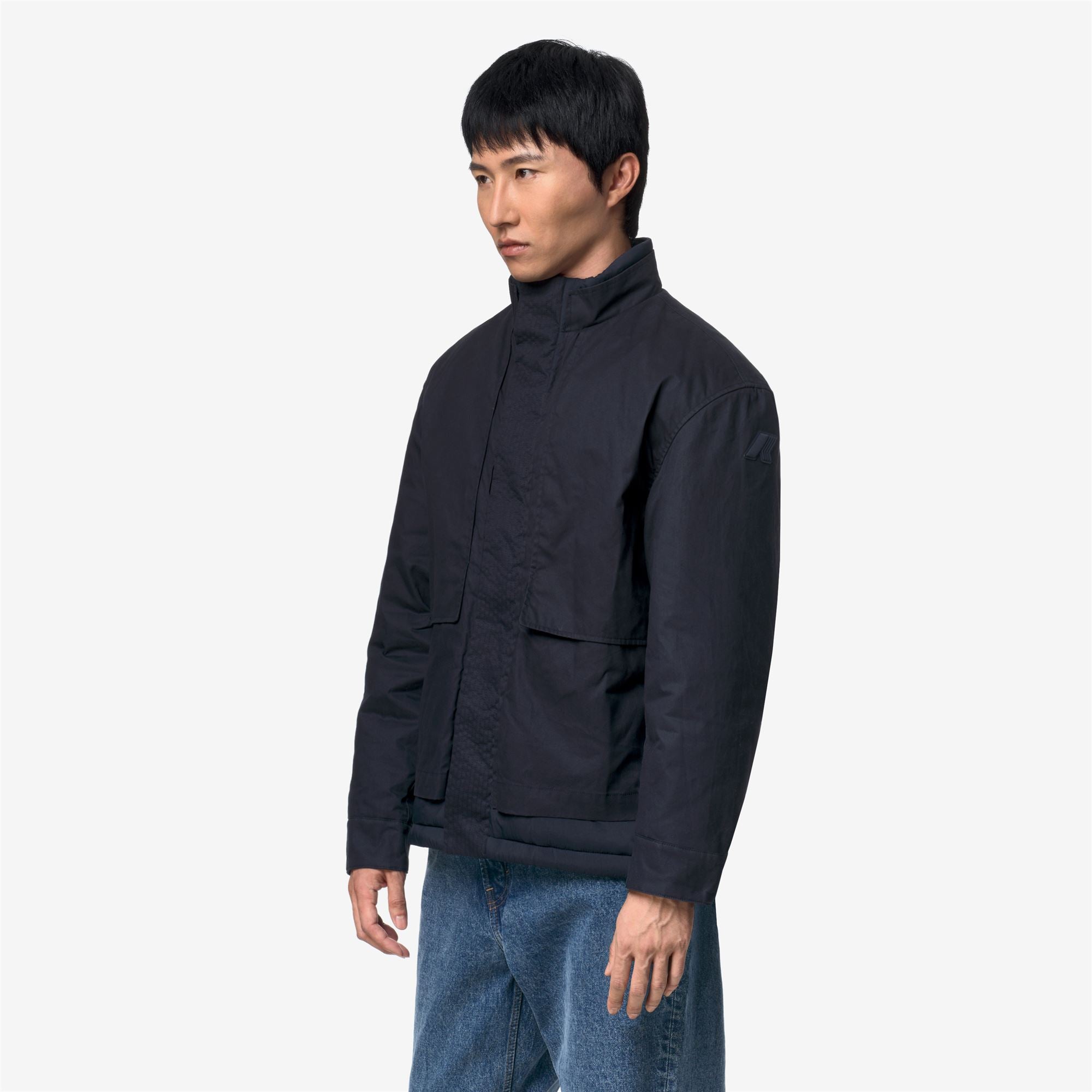 k-way-cargi-wax-cotton-nylon-veste-court-homme-blue-depth image 2