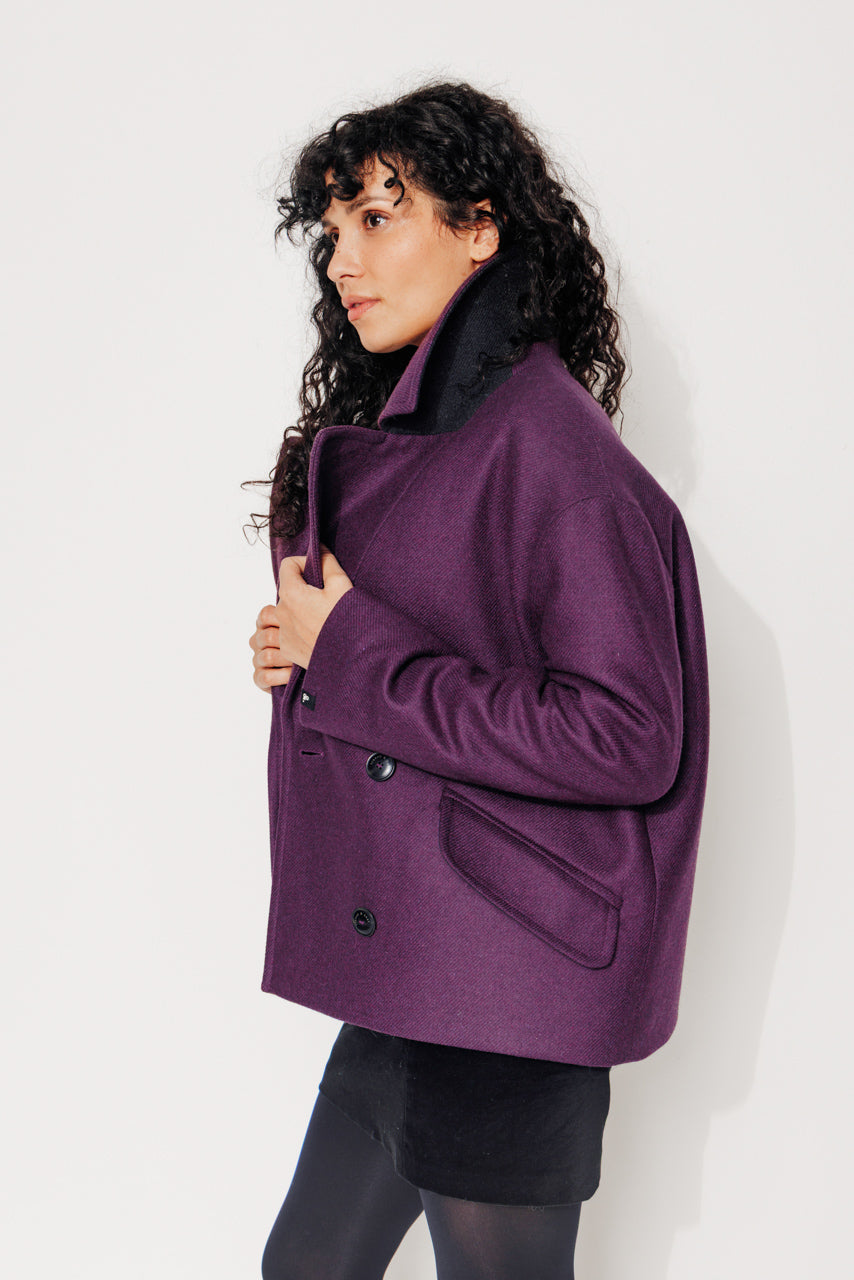 trench-coat-murier-manteau-court-oversize-gabardine-laine-recycl-e-violet image 7