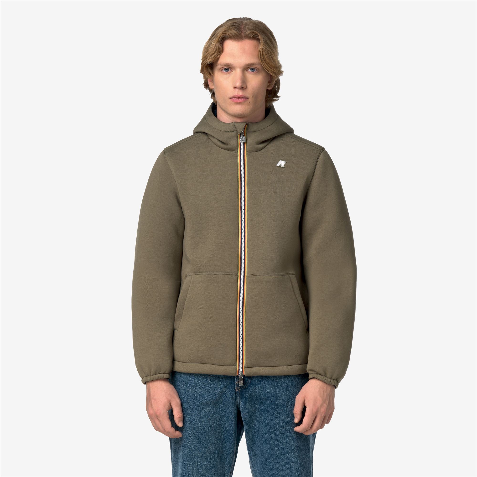 k-way-jack-spacer-nylon-double-veste-courte-homme-green-army-blue-depth image 1