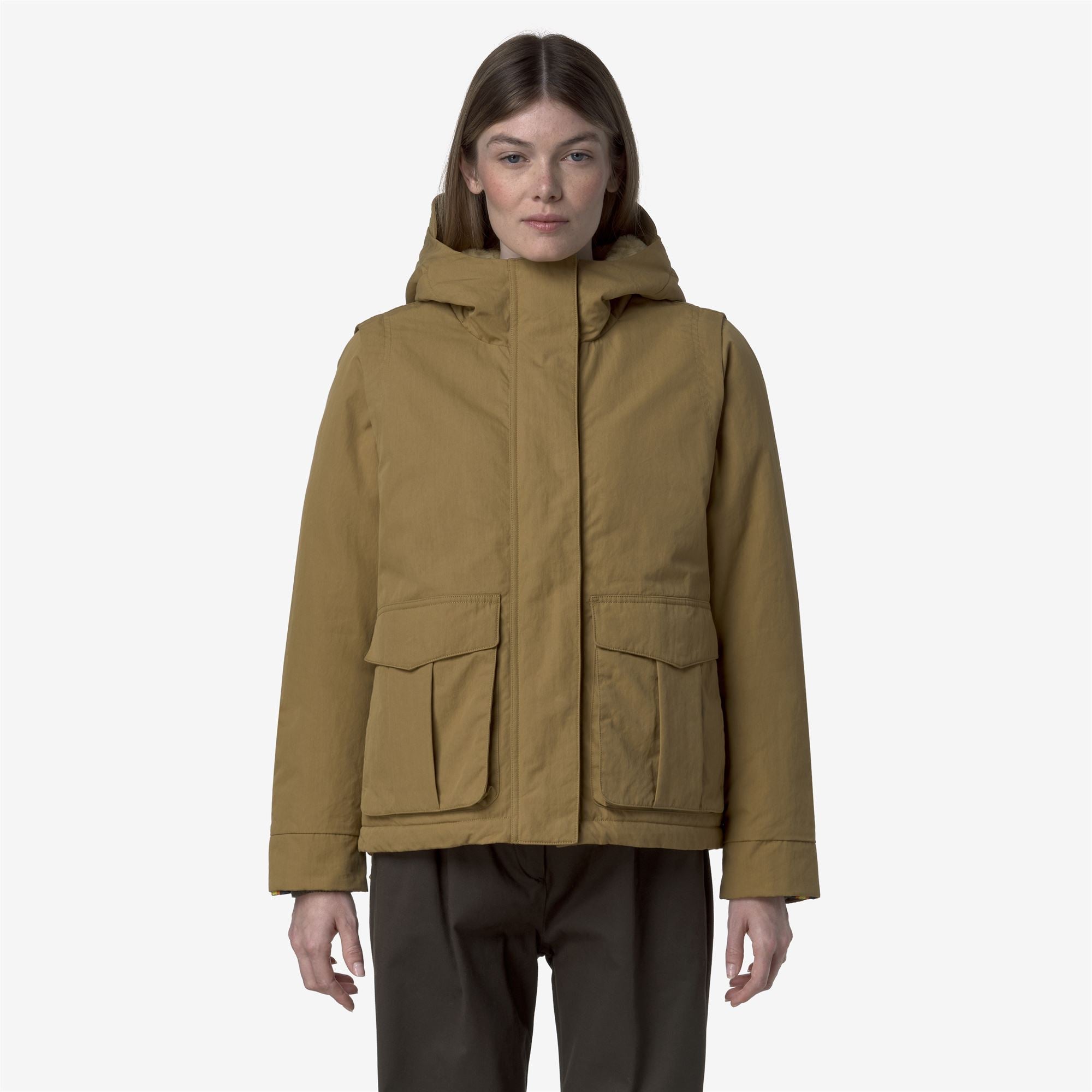 k-way-ideler-cotton-feel-parka-courte-femme-beige-seed-beige-fur image 1