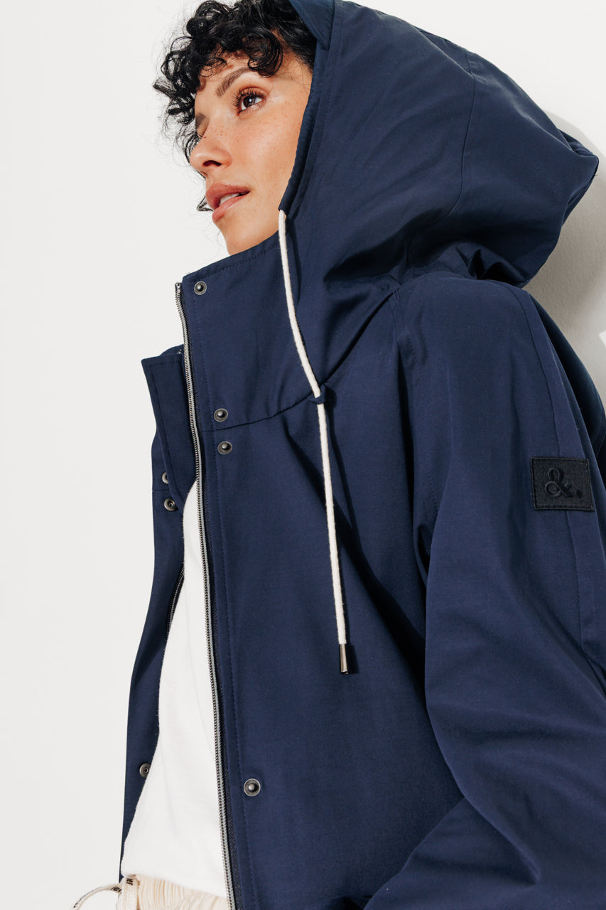 trench-coat-tanzac-parka-courte-d-perlante-bleu-marine image 2