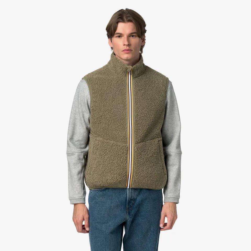k-way-yannick-sherpa-polar-double-gilet-homme-green-army image 1