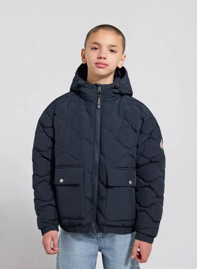 pyrenex-doudoune-bomber-capuche-enfant-beille-bleu-fonc image 1