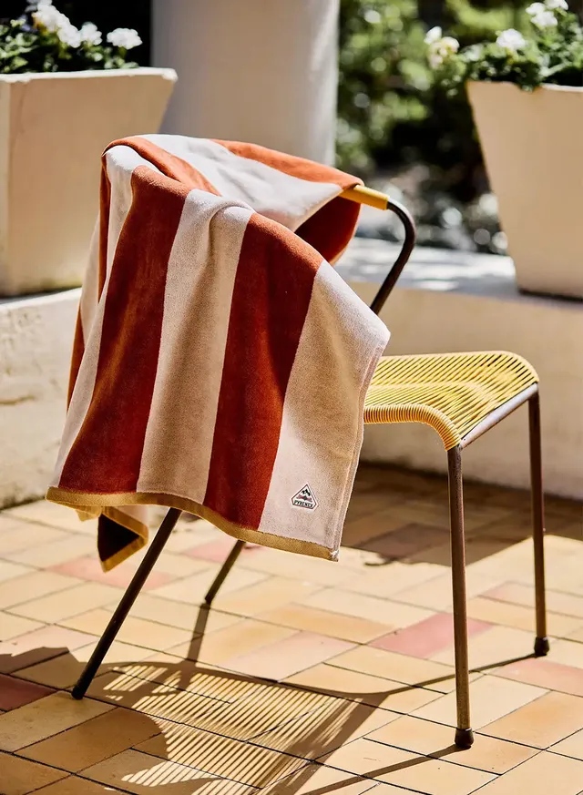 pyrenex-sora-serviette-de-plage-90x180-cm-coton-rayures-terracotta image 1