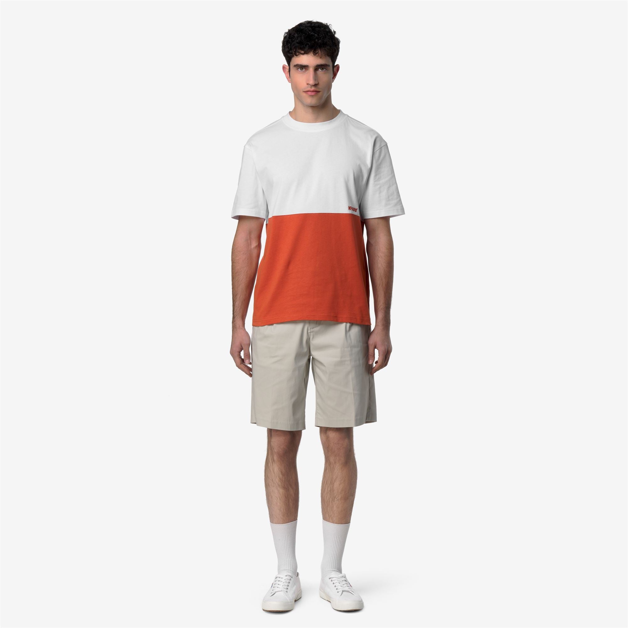 k-way-solo-jersey-colorblock-t-shirt-homme-orange-brownish-white image 1