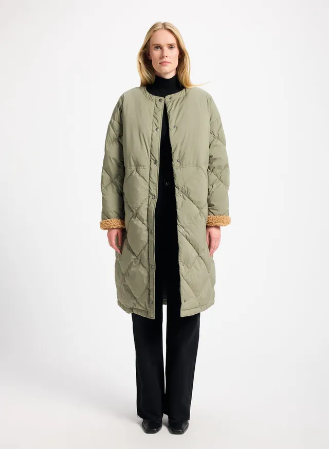 pyrenex-blossom-doudoune-longue-femme-khaki-matelassage-losanges image 1