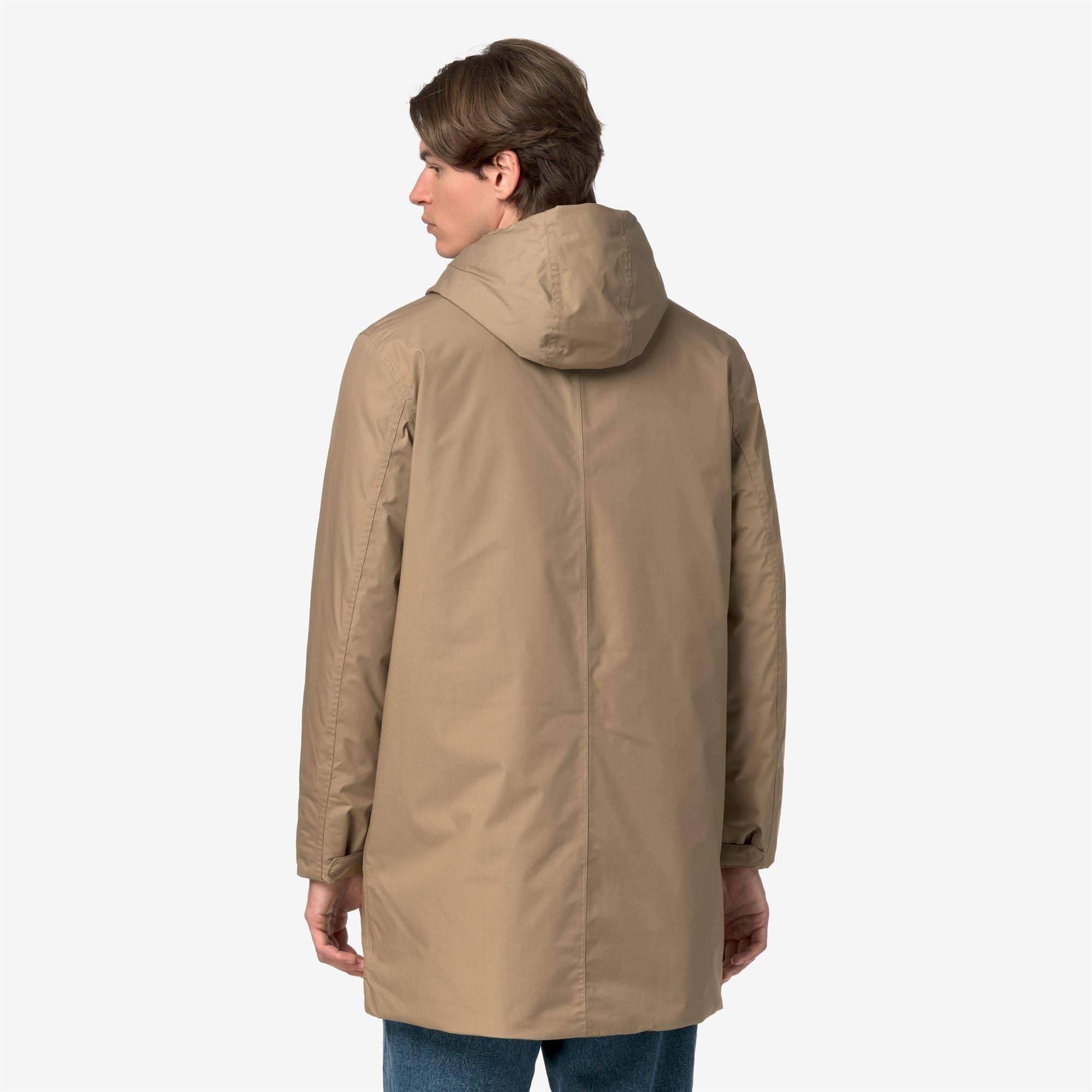 k-way-thomas-warm-micro-canvas-long-veste-3-4-homme-beige-khaki image 3