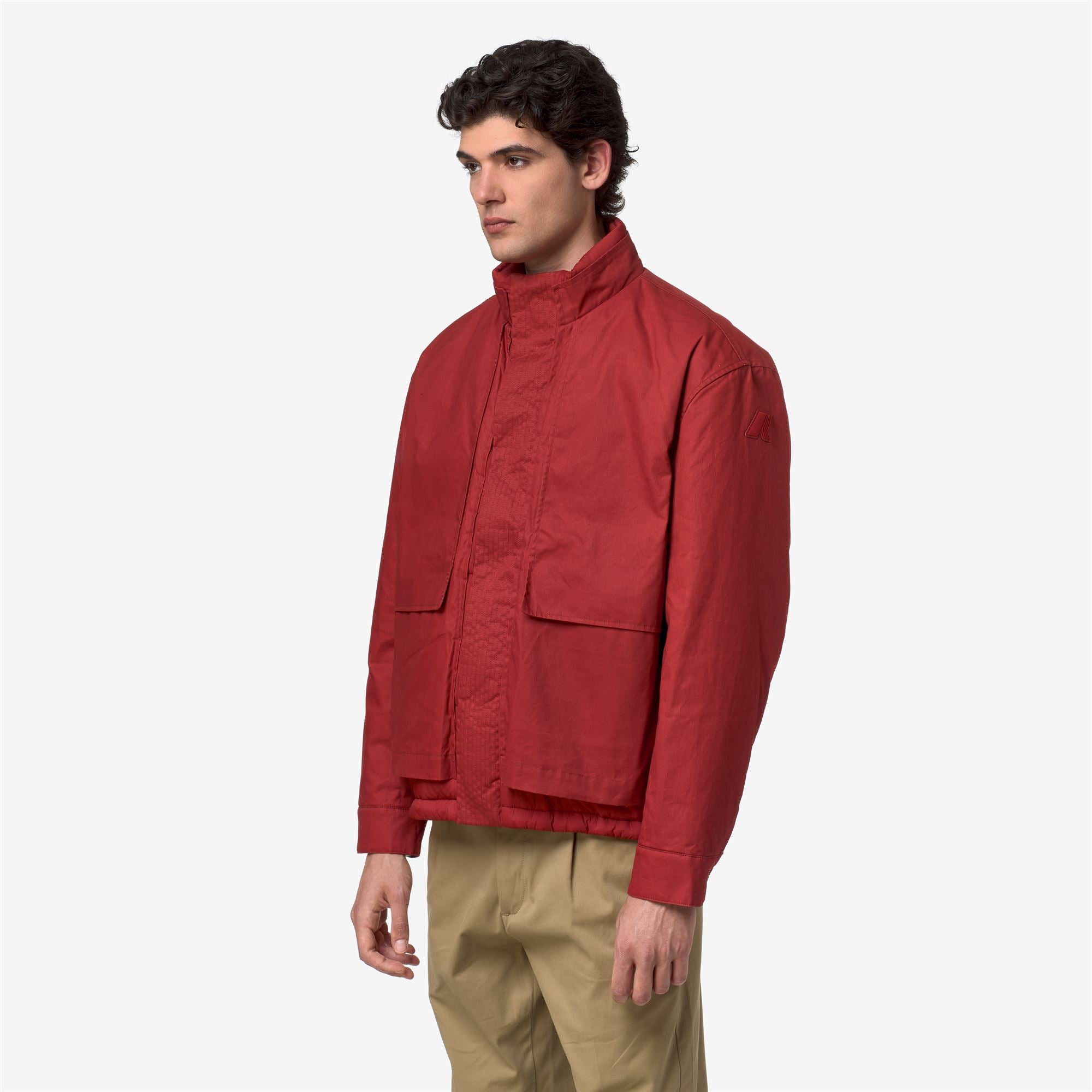 k-way-cargi-wax-cotton-nylon-veste-courte-homme-red-dk-chili image 2