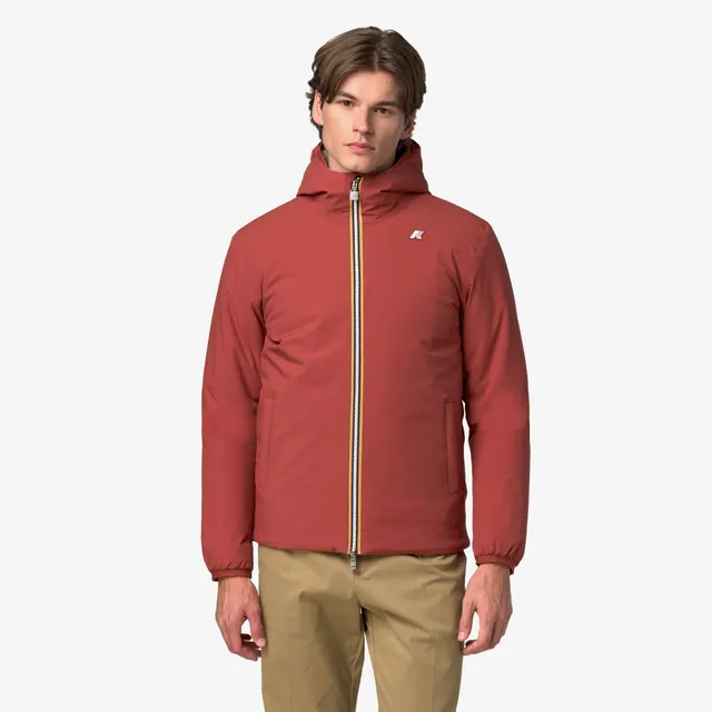 k-way-jack-st-warm-double-veste-courte-r-versible-homme-red-dk-chili-beige-khaki image 1