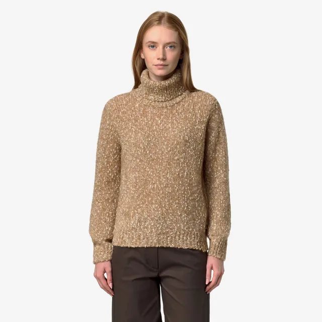 k-way-corine-coccola-yarn-pull-over-col-roul-femme-brown-white image 1