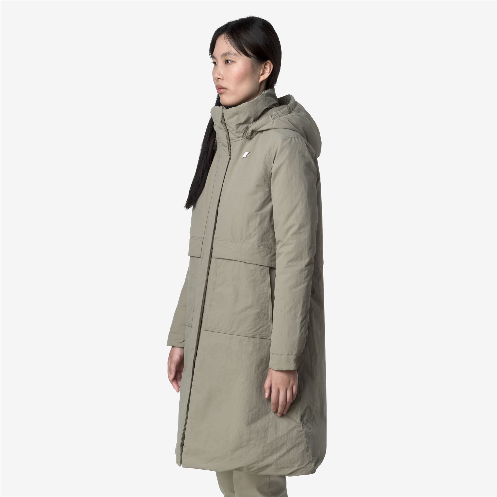 k-way-kalisha-warm-cotton-nylon-veste-longue-femme-green-oak image 2
