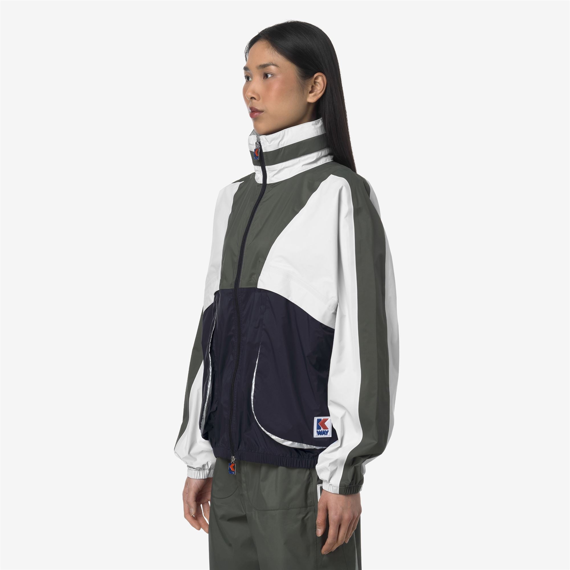 k-way-7002-full-zip-veste-courte-unisexe-blue-white-green image 2