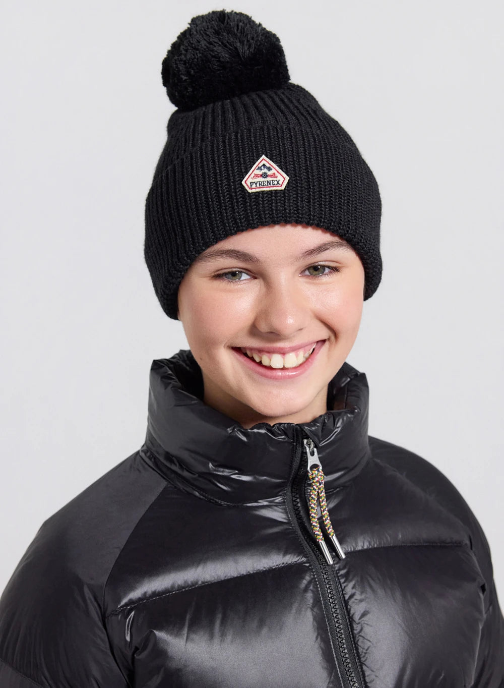 pyrenex-eki-bonnet-pompon-laine-enfant-noir image 1