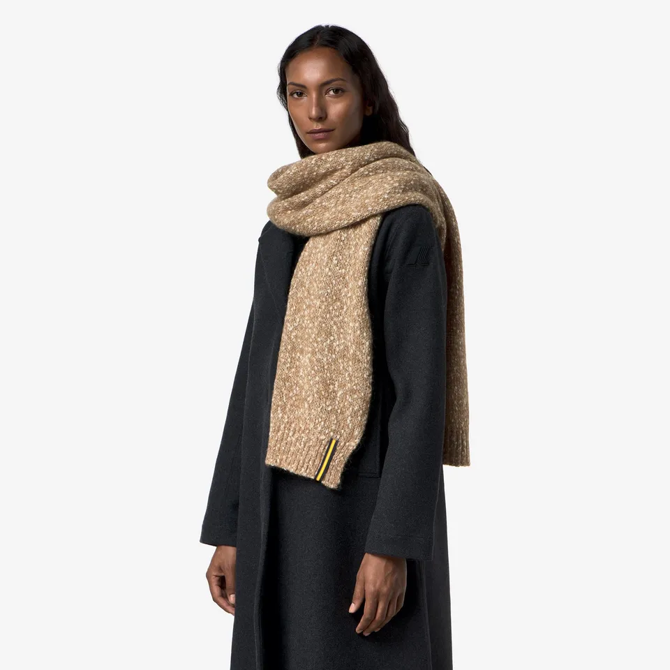 k-way-echarme-coccola-yarn-charpe-femme-brown-white image 1