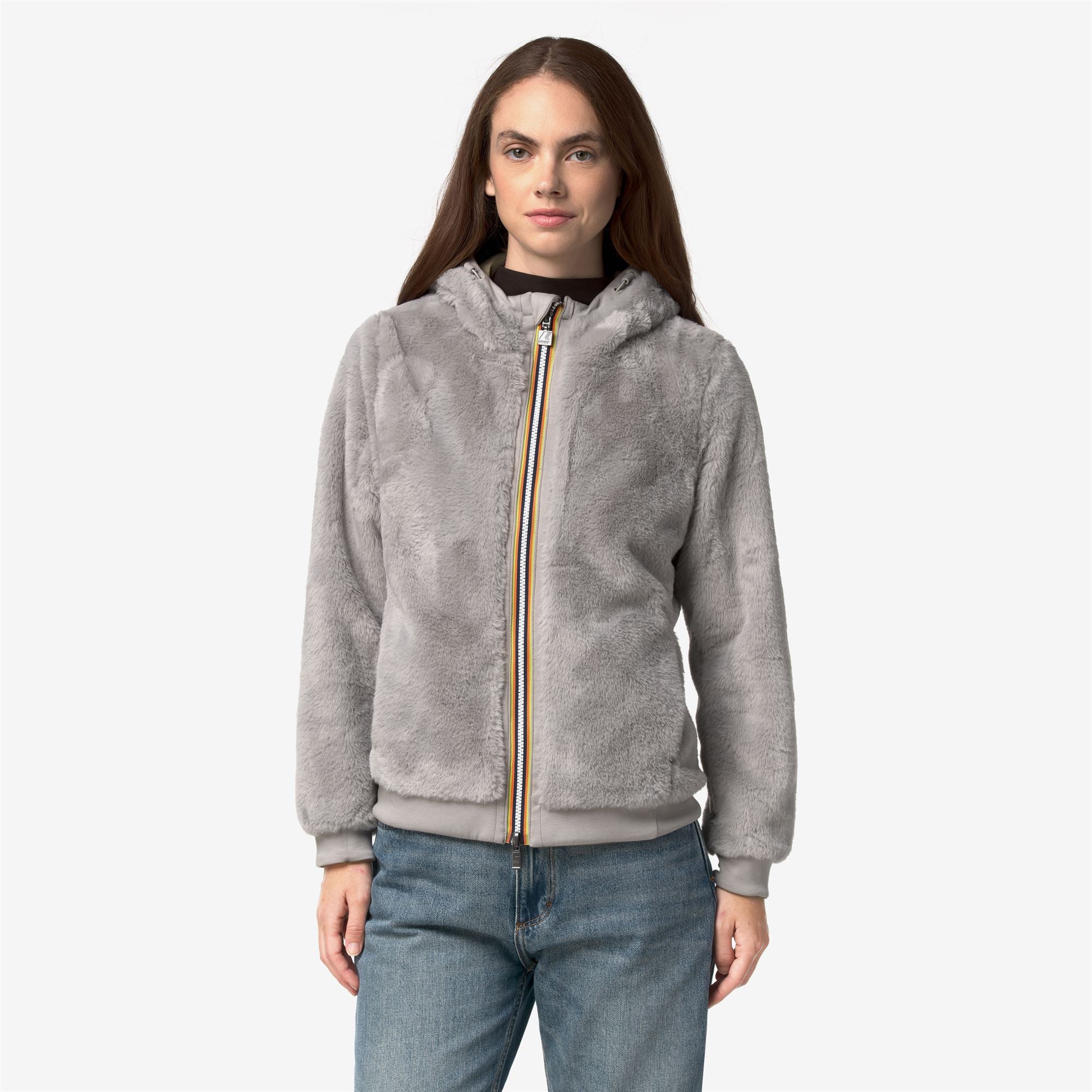 k-way-deva-light-spacer-fur-double-veste-r-versible-femme-green-army-fur image 6