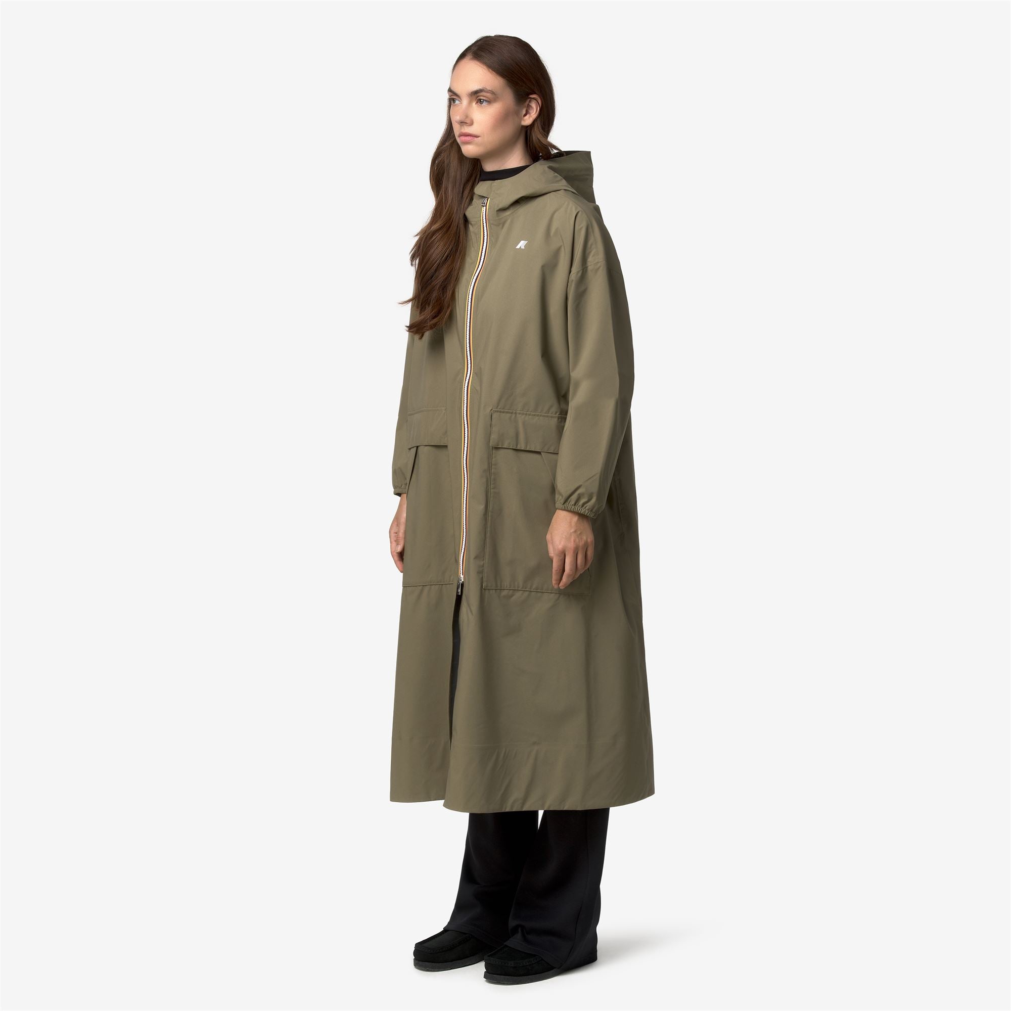 k-way-pernilla-stretch-dot-veste-longue-femme-green-army image 2