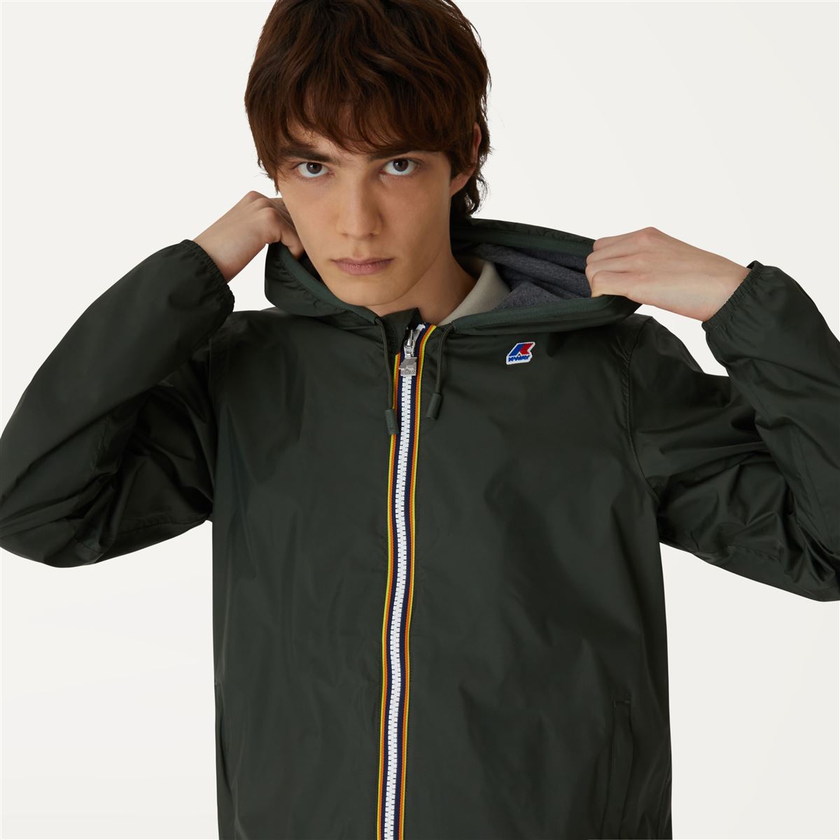 k-way-jacques-nylon-jersey-veste-court-homme-green-blackish image 3
