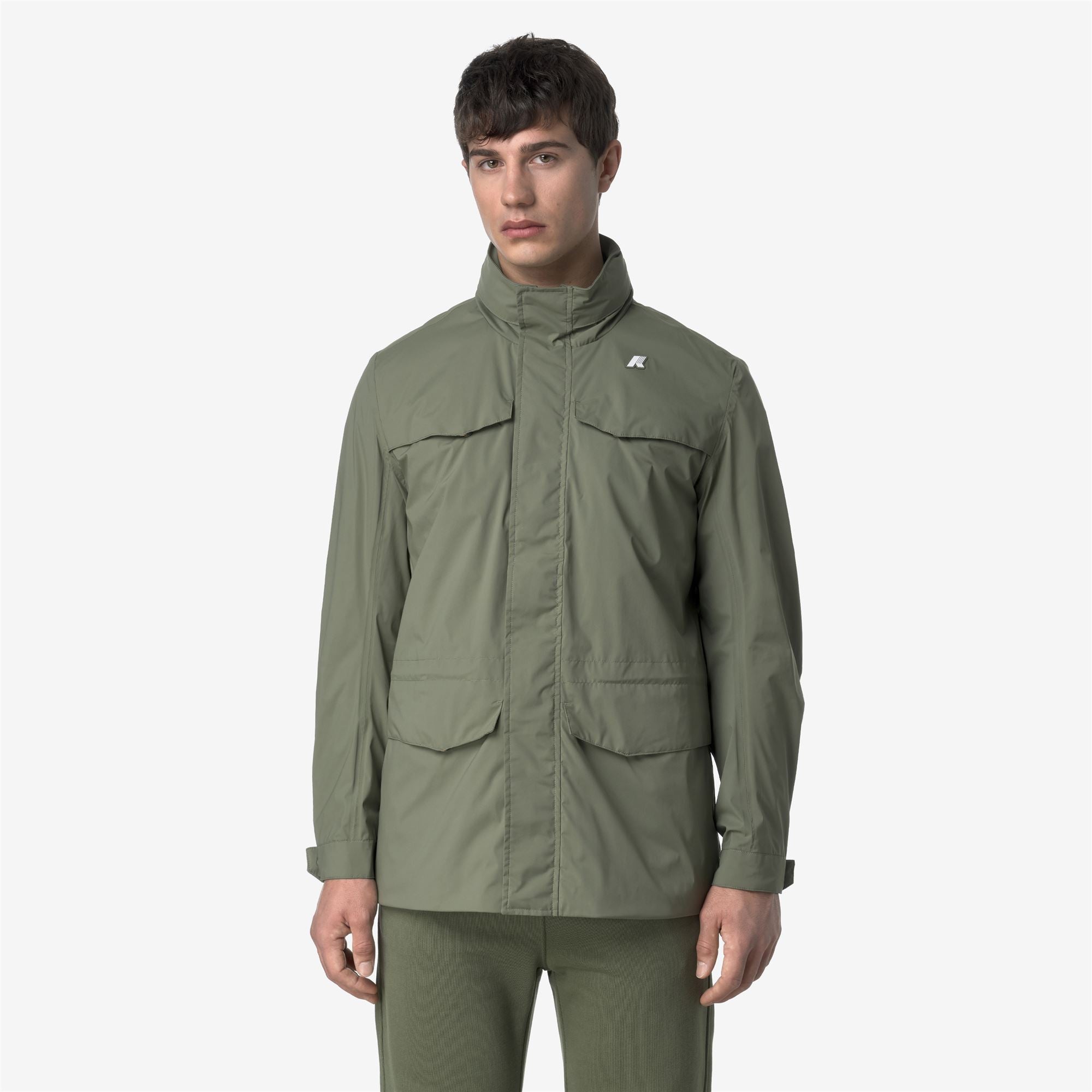 k-way-manuel-stretch-nylon-jersey-veste-mi-longue-homme-green-lichen image 1