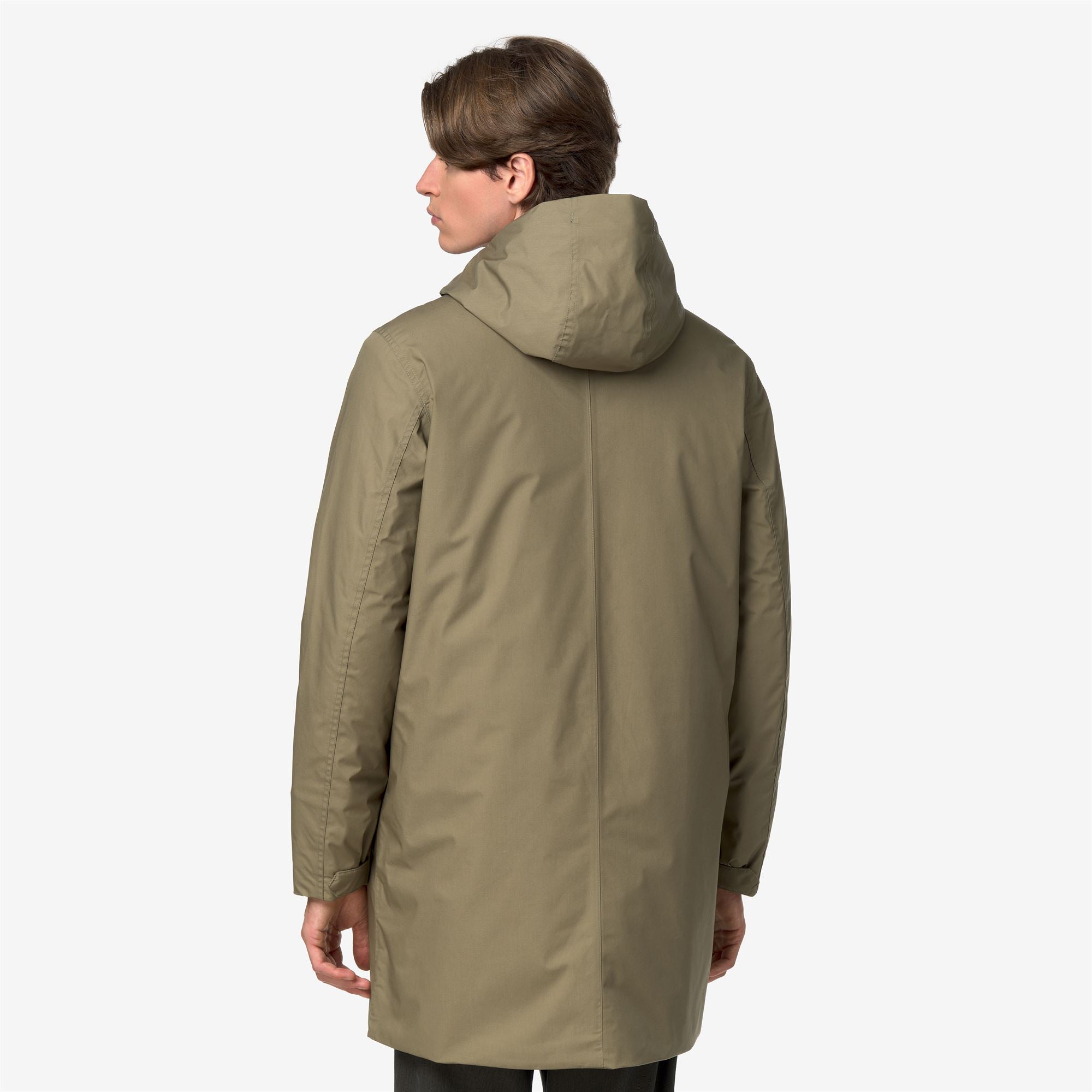 k-way-thomas-warm-micro-canvas-veste-longue-homme-green-army image 3