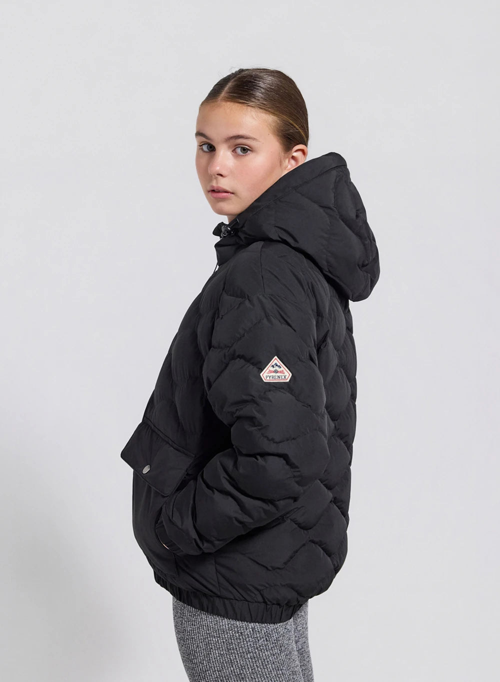 pyrenex-beille-doudoune-bomber-capuche-enfant-noire image 5