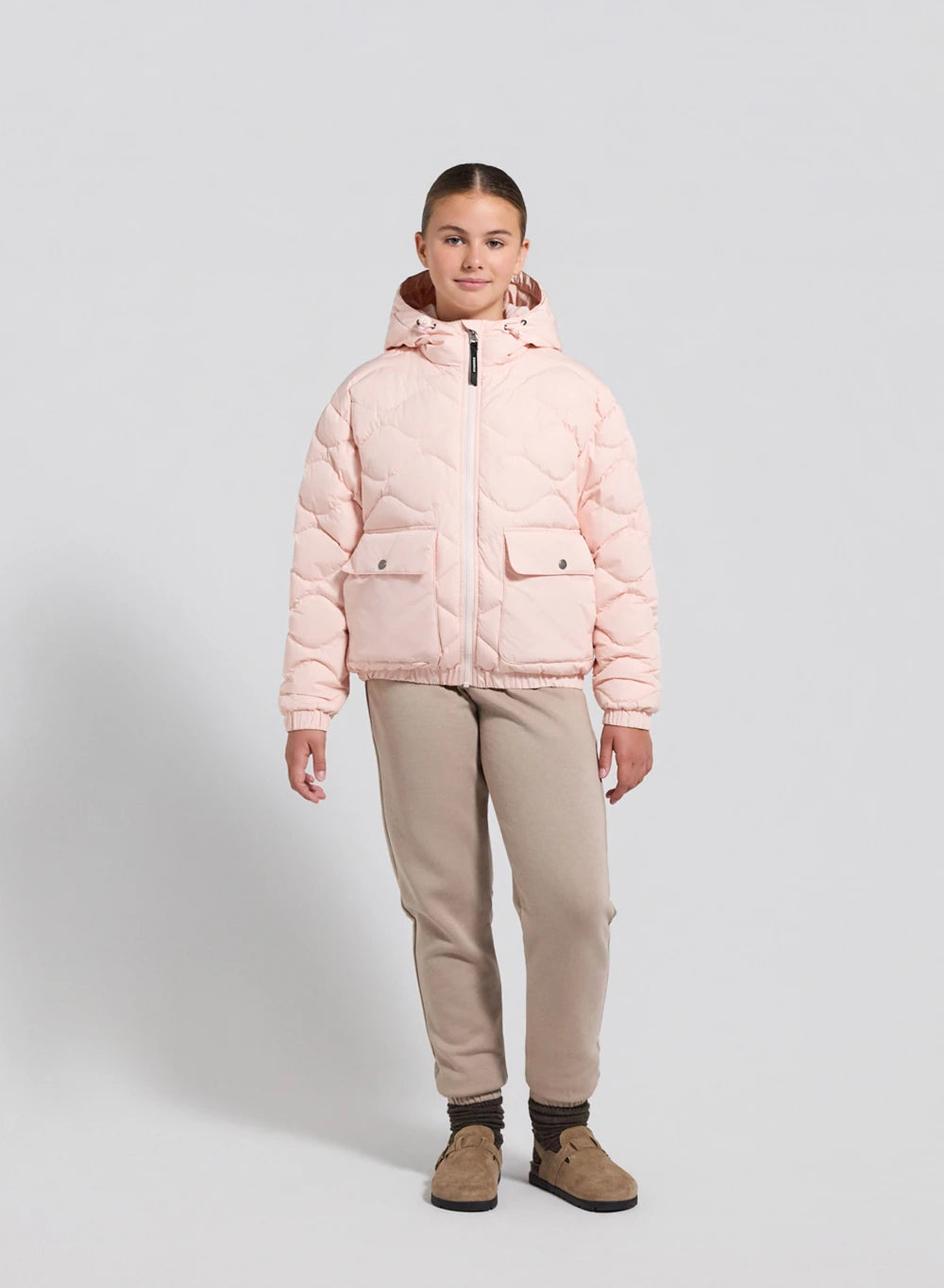 pyrenex-beille-doudoune-bomber-capuche-enfant-rose-clair image 2