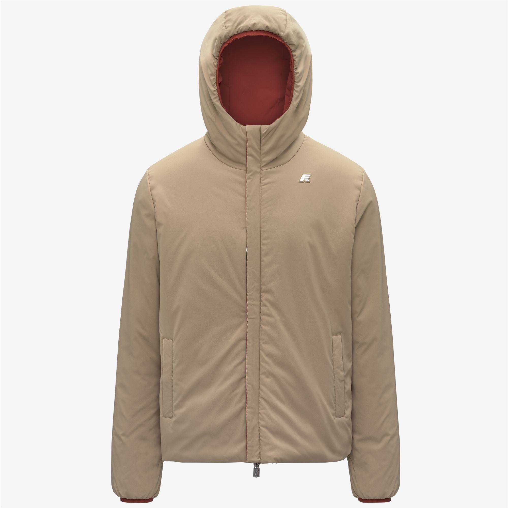 k-way-jack-st-warm-double-veste-courte-r-versible-homme-red-dk-chili-beige-khaki image 6