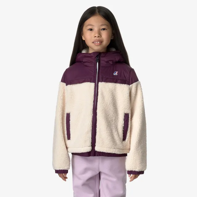k-way-p-jildaz-orsetto-veste-polaire-enfant-ecru-violet-dk-purple image 1