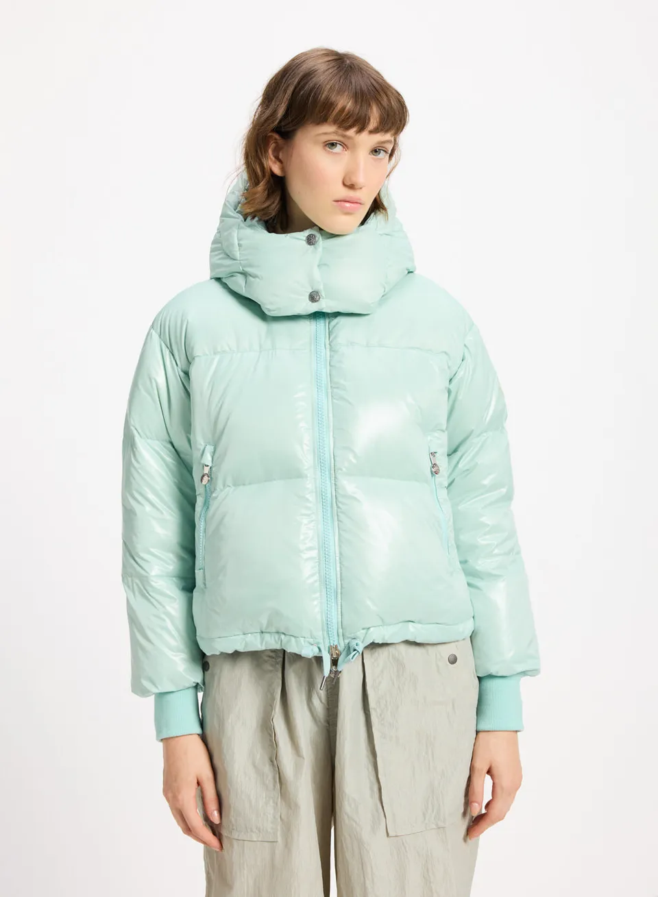 pyrenex-altic-doudoune-courte-femme-capuche-vert-d-eau image 1