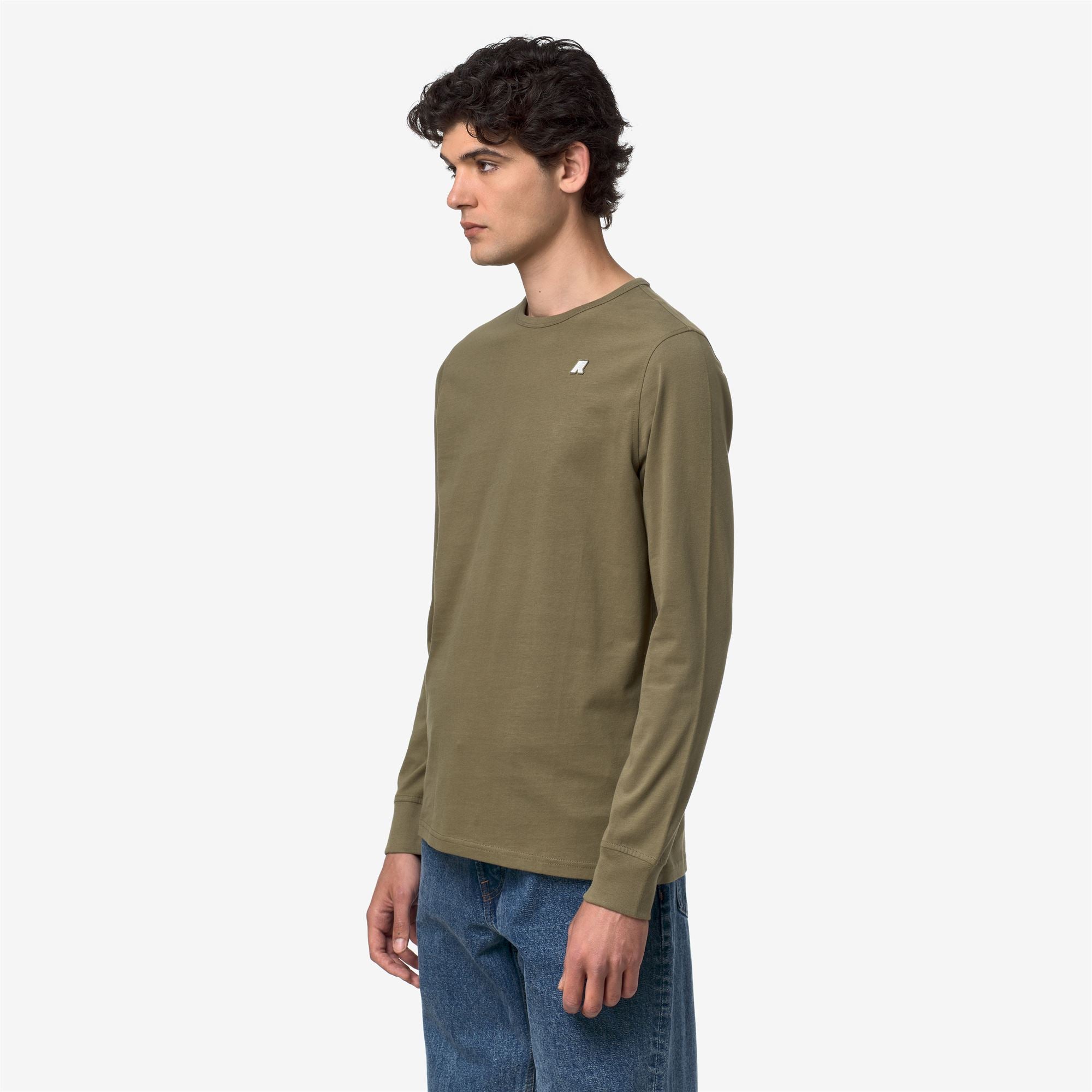 k-way-elmer-t-shirt-manches-longues-homme-green-army image 2