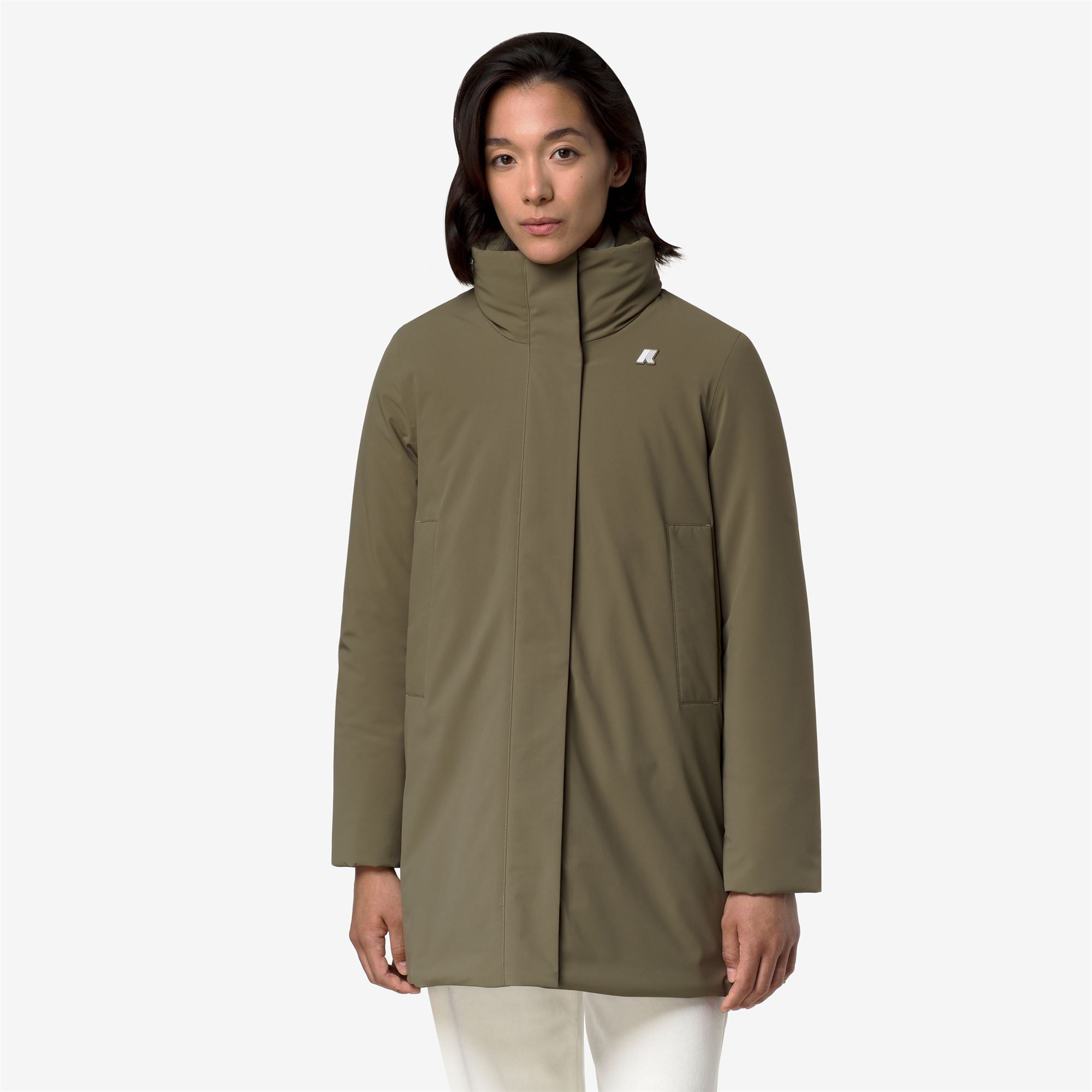k-way-marla-st-warm-veste-trois-quarts-femme-green-army image 1