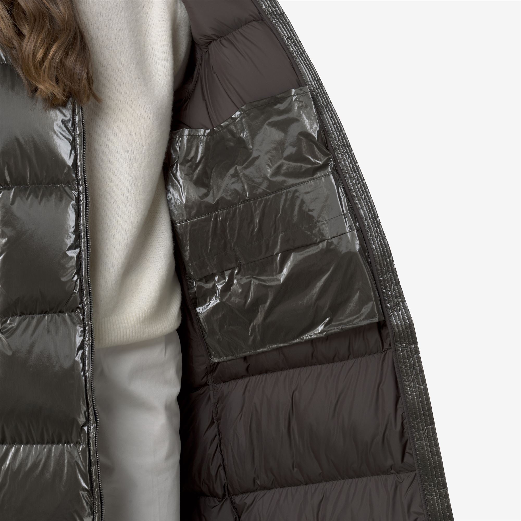 k-way-ruenne-thermo-pearly-doudoune-longue-femme-black-olive-combo image 4