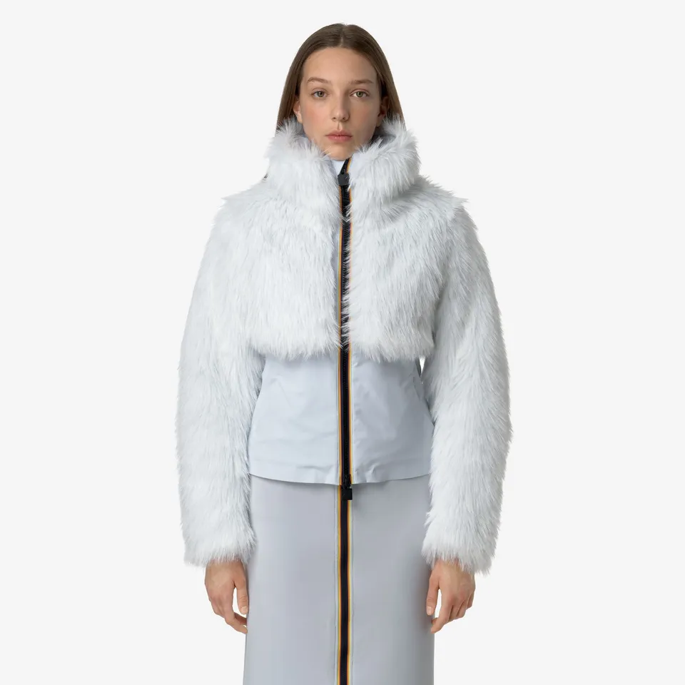 k-way-mel-eco-fur-bonded-veste-courte-femme-grey-lilla-black-ash image 1