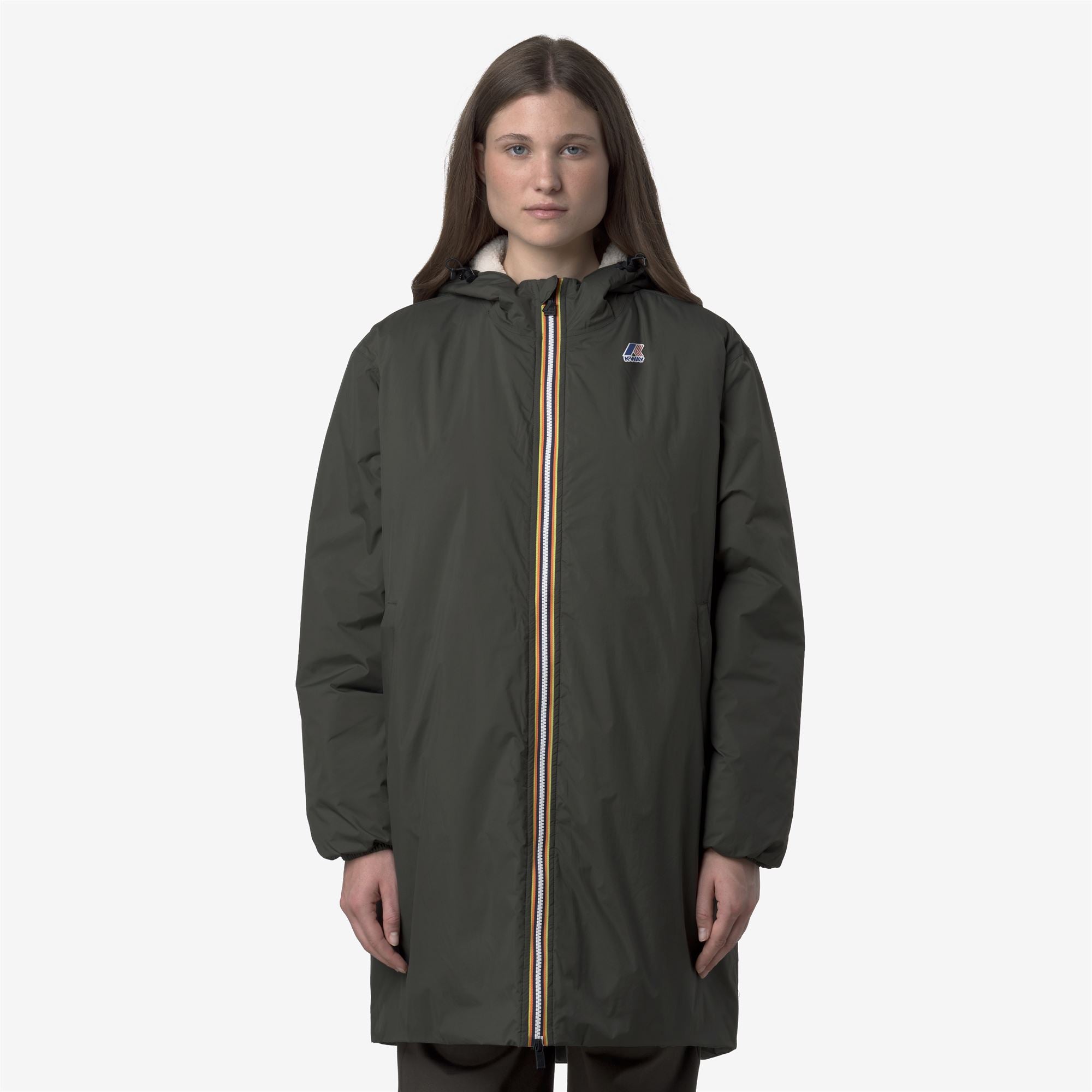 k-way-le-vrai-4-0-eiffel-east-orsetto-veste-3-4-unisexe-green-blackish image 5